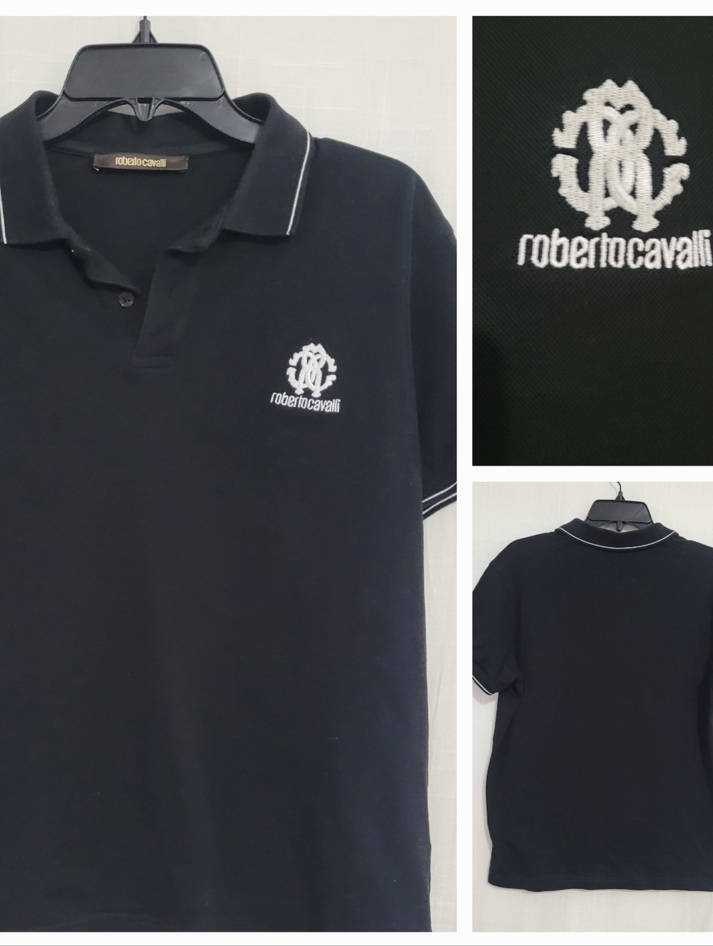 Roberto Cavalli Men’s  Polo with White Embroidered Logo / M